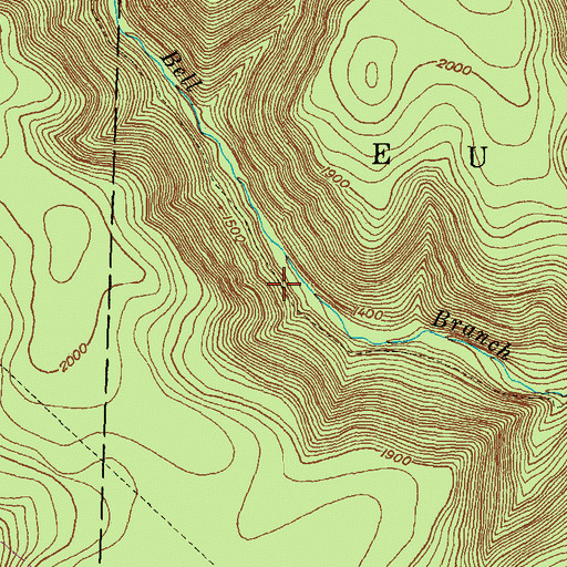 Topographic Map of Bell Branch Trail, PA