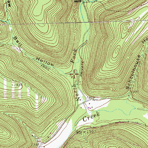 Topographic Map of Bell Hollow, PA