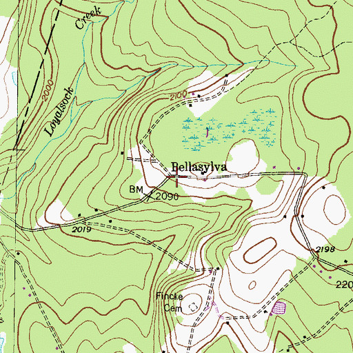 Topographic Map of Bellasylva, PA
