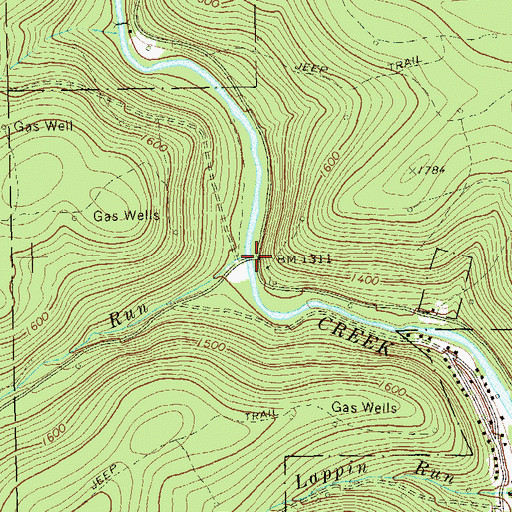 Topographic Map of Belvidere Run, PA