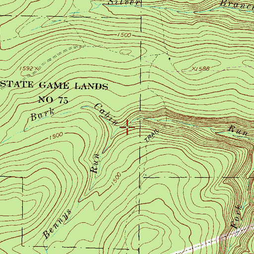 Topographic Map of Bennys Run, PA