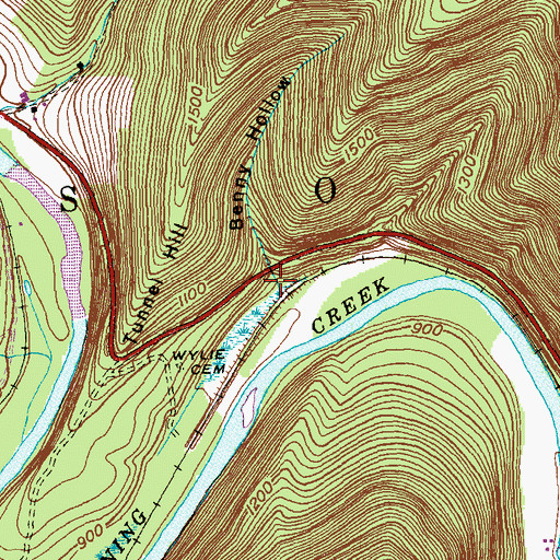 Topographic Map of Beny Hollow, PA