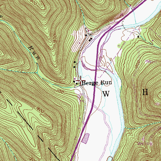 Topographic Map of Berge Run, PA
