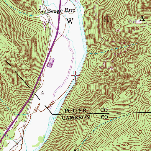 Topographic Map of Berge Run, PA