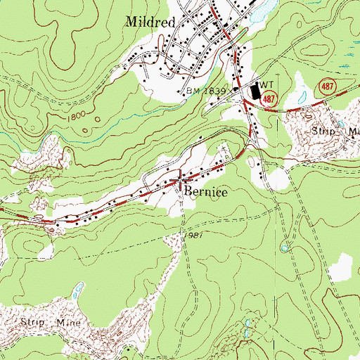 Topographic Map of Bernice, PA