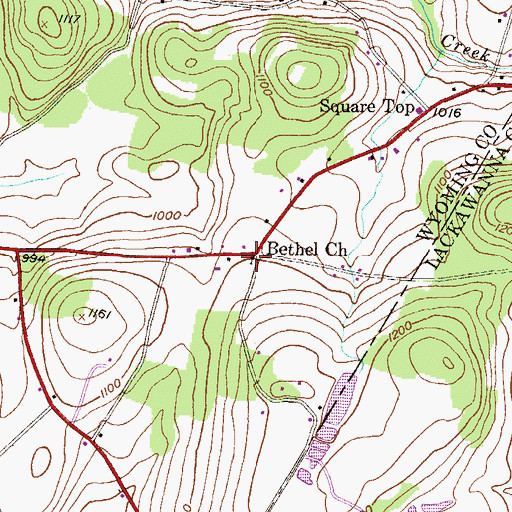 Topographic Map of Bethel Church, PA