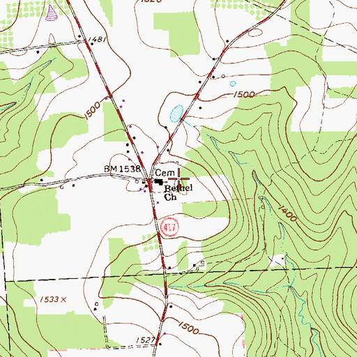Topographic Map of Bethel Church, PA