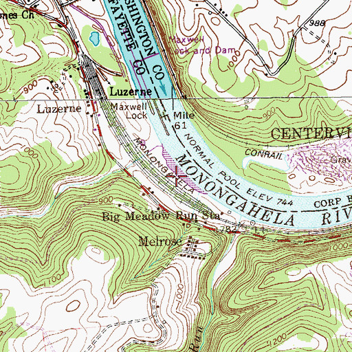 Topographic Map of Big Meadow Run Station, PA