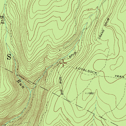 Topographic Map of Big Run Spur, PA