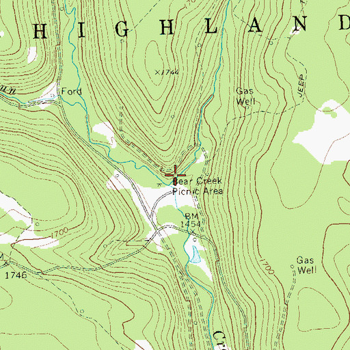 Topographic Map of Bloody Run, PA