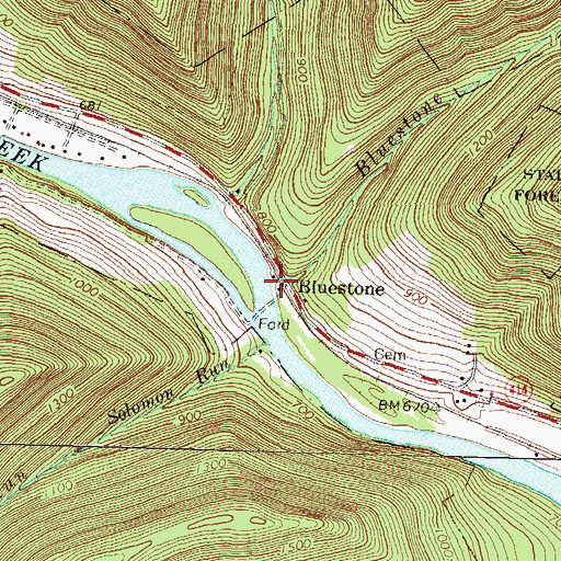 Topographic Map of Bluestone Run, PA