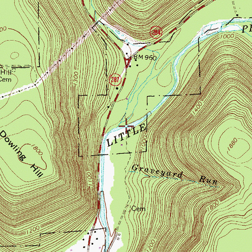 Topographic Map of Bonnell Run, PA