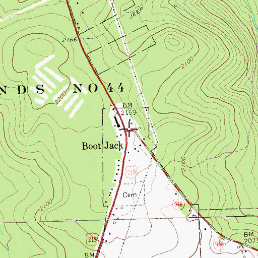 Topographic Map of Boot Jack, PA