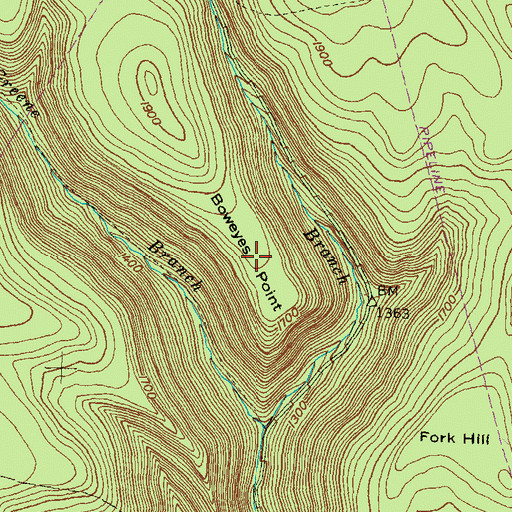 Topographic Map of Boweyes Point, PA