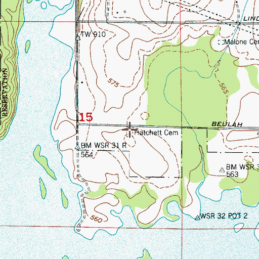 Topographic Map of Hatchett Cemetery, AL
