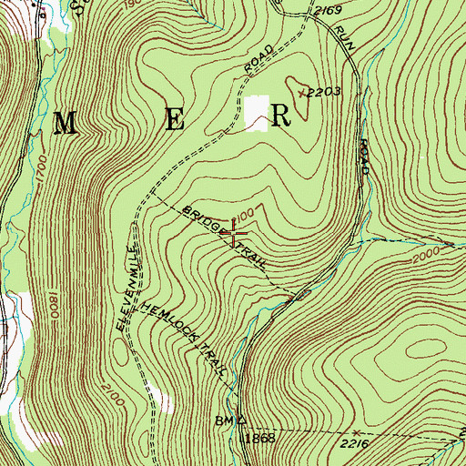 Topographic Map of Bridge Trail, PA