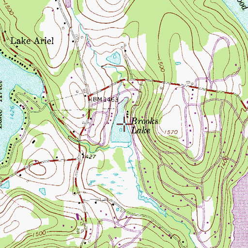 Topographic Map of Brooks Lake, PA