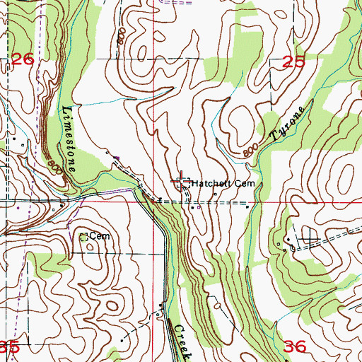 Topographic Map of Hatchett Cemetery, AL