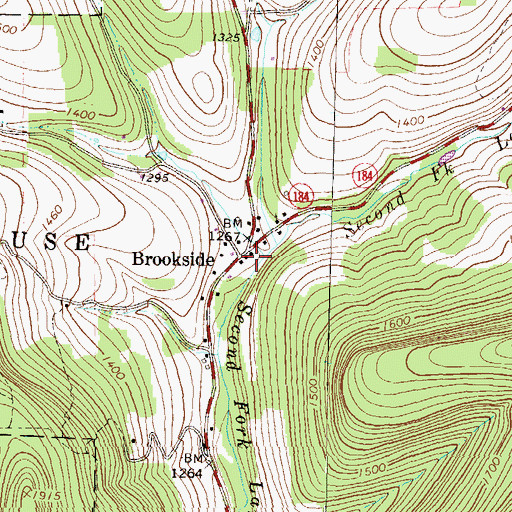 Topographic Map of Brookside, PA