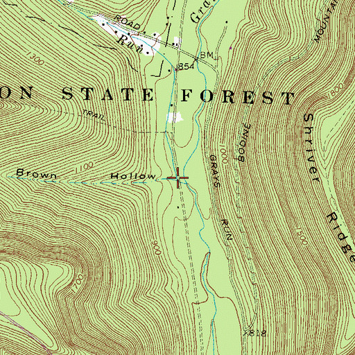 Topographic Map of Brown Hollow, PA
