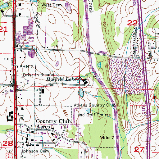 Topographic Map of Hatfield Lake, AL
