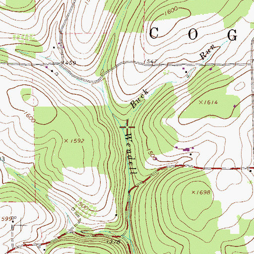 Topographic Map of Buck Run, PA