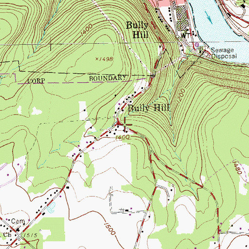 Topographic Map of Bully Hill, PA