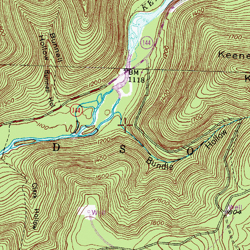 Topographic Map of Bundle Hollow, PA