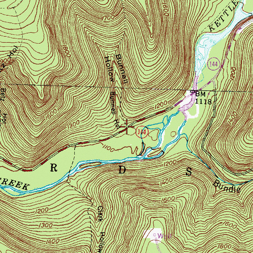 Topographic Map of Bunnell Hollow, PA