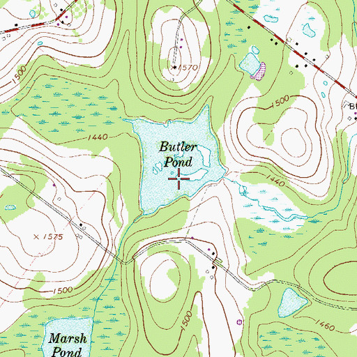 Topographic Map of Butler Pond, PA