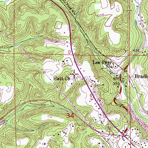 Topographic Map of Hatt Church of Christ, AL