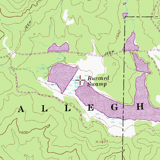 Topographic Map of Buzzard Swamp, PA