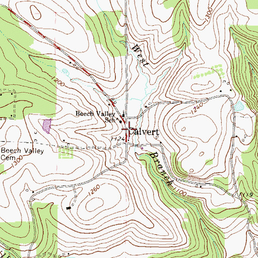 Topographic Map of Calvert, PA