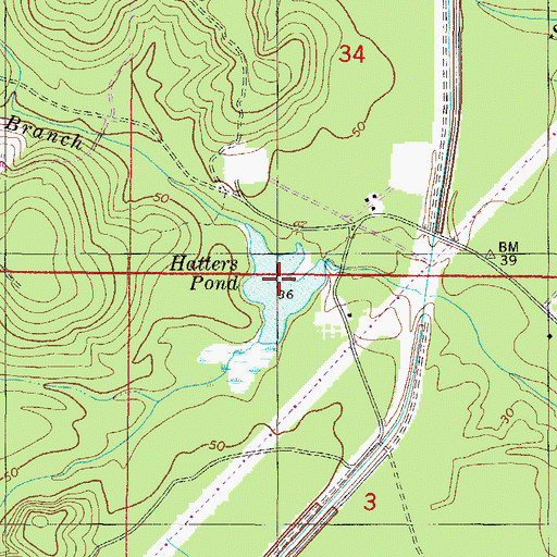 Topographic Map of Hatters Pond, AL