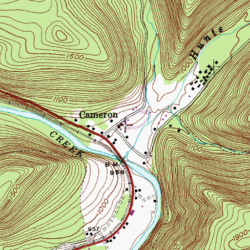 Topographic Map of Cameron, PA