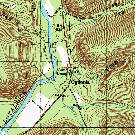 Topographic Map of Camp Lycogis, PA