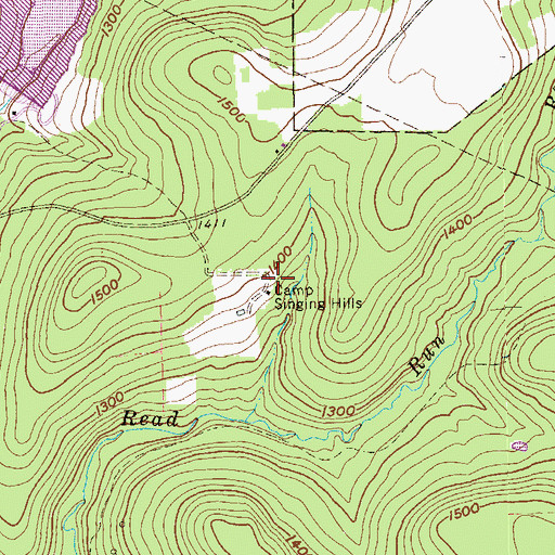Topographic Map of Camp Singing Hills, PA