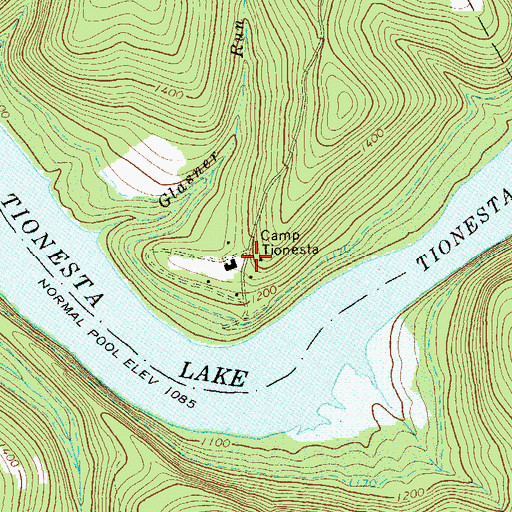 Topographic Map of Camp Tionesta, PA