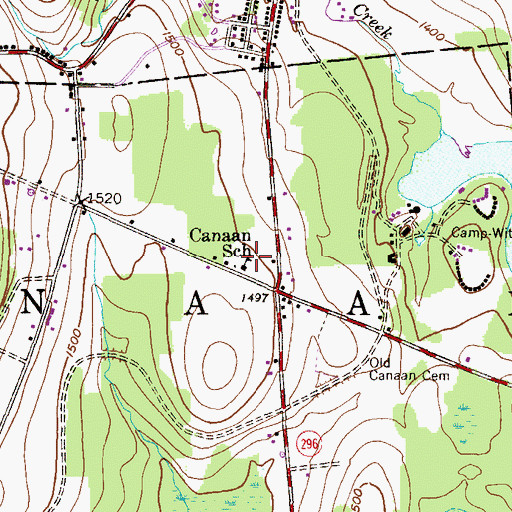 Topographic Map of Canaan School, PA