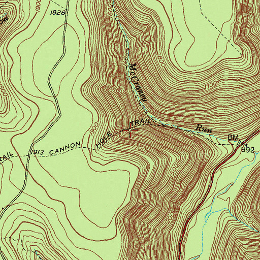 Topographic Map of Cannon Hole Trail, PA
