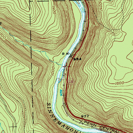 Topographic Map of Canoe Run, PA