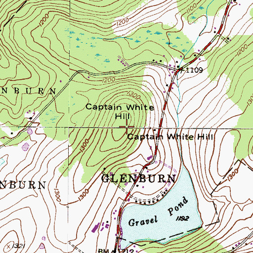 Topographic Map of Captain White Hill, PA
