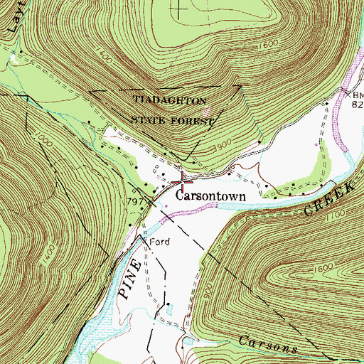 Topographic Map of Carsontown, PA