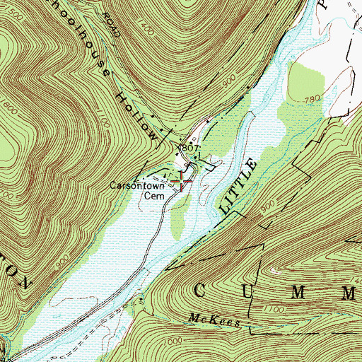 Topographic Map of Carsontown Cemetery, PA