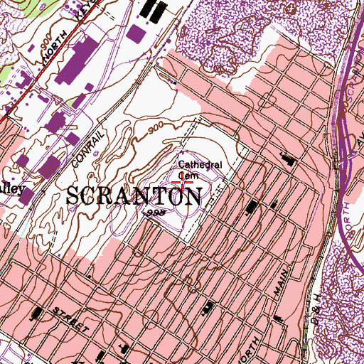 Topographic Map of Cathedral Cemetery, PA