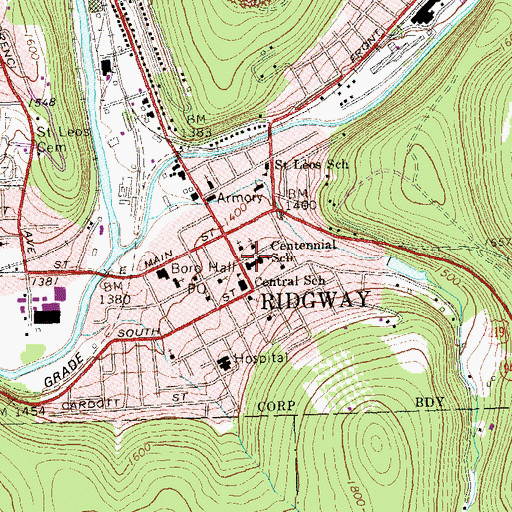 Topographic Map of Centennial School, PA
