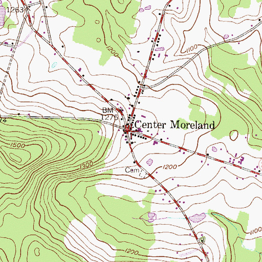 Topographic Map of Center Moreland, PA