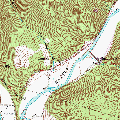 Topographic Map of Central School, PA