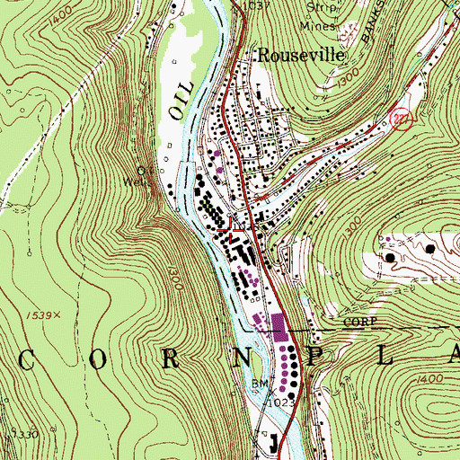 Topographic Map of Cherry Run, PA