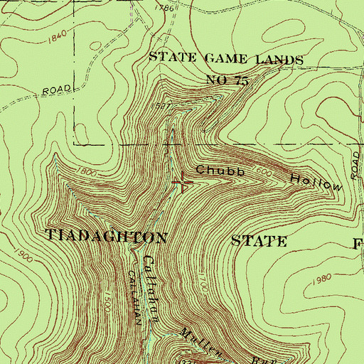 Topographic Map of Chubb Hollow, PA